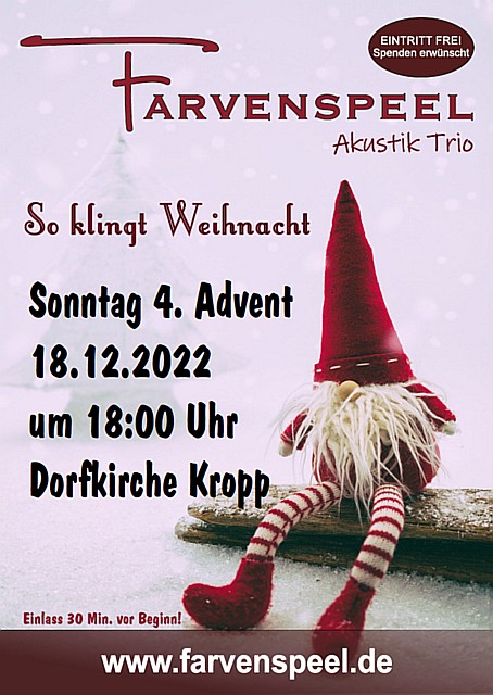 Plakat Konzert Farvenspeel in Kropp am 18.12.2022